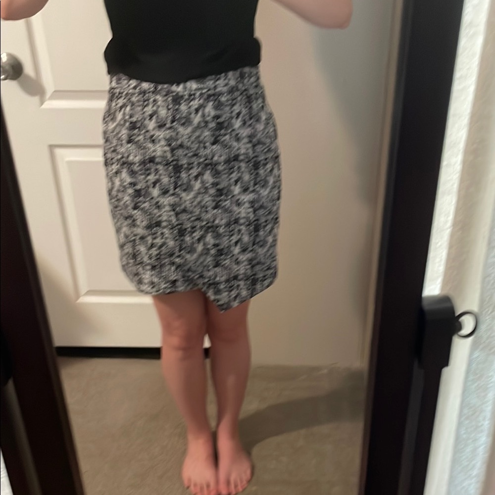 FRNCH Black and White Smocked Pencil Skirt